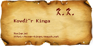 Kovár Kinga névjegykártya